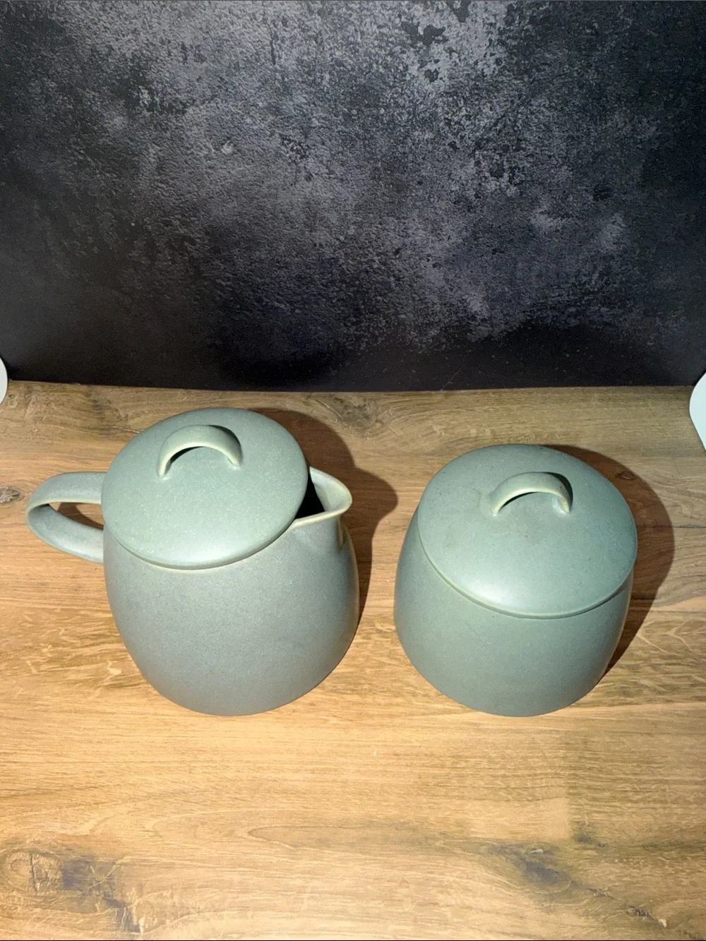 Matte Sage Green Linden Ceramic Teapot and Sugar Bowl Set